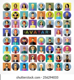 Set avatars people. Modern flat design icons. The file is saved in the version EPS. This image contains transparency. 