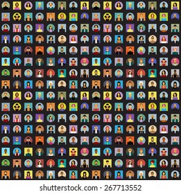 Set avatars people. Modern flat design icons. Background with icons of people. The file is saved in the version AI10 EPS.  