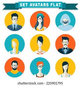 Set of avatars for social network users in a trendy flat style. isolated icons