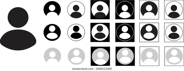 Set of Avatars, user profiles, persons icons, genders neutral silhouettes, profile pictures. Suitable for social media profiles, screensavers and as a template collection on Transparent background.