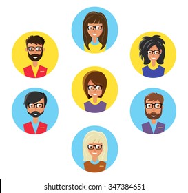 Set of avatars. Vector illustartion. Falt icons. Characters for web