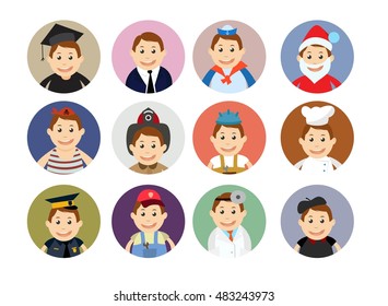 Set avatars for Web design. Flat design. Vector illustration. Eps10.