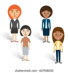 set avatars women of different diversity over white background