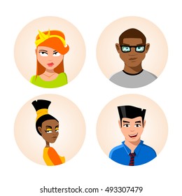set of avatars young people. vector illustration