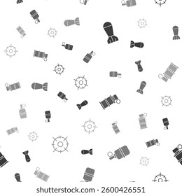 Set Aviation bomb, Hand grenade, smoke and Target sport on seamless pattern. Vector
