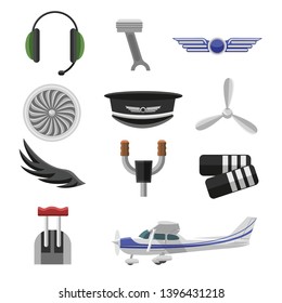 Set of aviation icons. Small aviation symbols and elements flat design