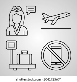 Conjunto de Iconos de Aviación Ilustración Vectorial Aislada en Fondo Blanco
    