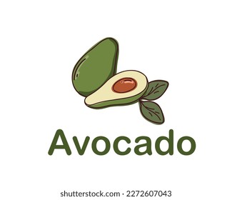 Set avocado, doodle Vektorgrafik einzeln auf weißem Hintergrund
