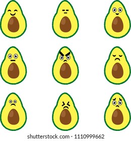 Set of avocado emojis