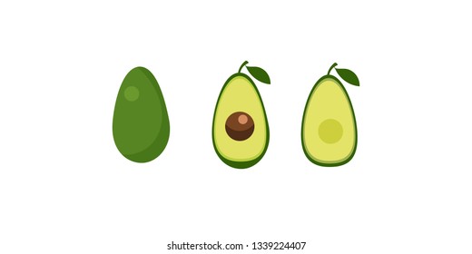 set avocado illustrations isolated