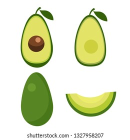 set avocado illustrations isolated on white background.