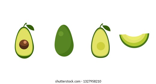 set avocado illustrations isolated on white background.