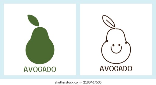 Conjunto de logotipos de aguacate, estilo mínimo y estilo de arte de línea aislado en ilustración vectorial de fondo blanco.