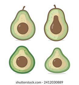 conjunto de aguacates con ilustración de corte