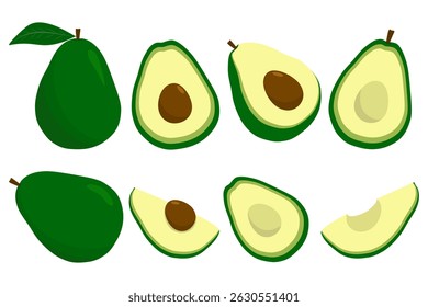 Conjunto de Avocado, vetor de Avocado, design de ilustração de vetor.