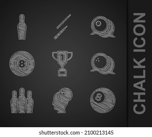 Set Award cup, Bowling ball, Billiard, pin,  and  icon. Vector