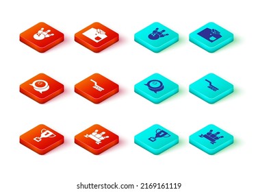 Set Award cup, Bowling pin, Billiard ball, Pool table brush, shirt and and icon. Vector