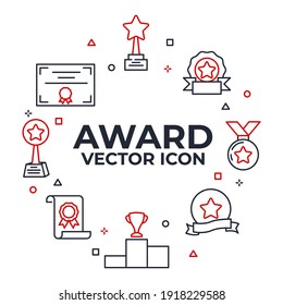 Set of Award icon. Award medal pictograms pack symbol template for graphic and web design collection logo vector illustration