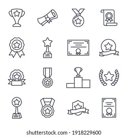 Set of Award icon. Award medal pictograms pack symbol template for graphic and web design collection logo vector illustration