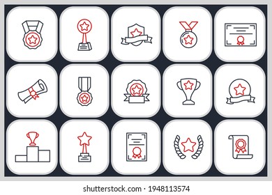 Set of Award icon. Award medal pictograms pack symbol template for graphic and web design collection logo vector illustration