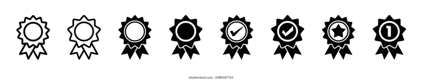 Set of award icon vector on white background. Badge symbol.