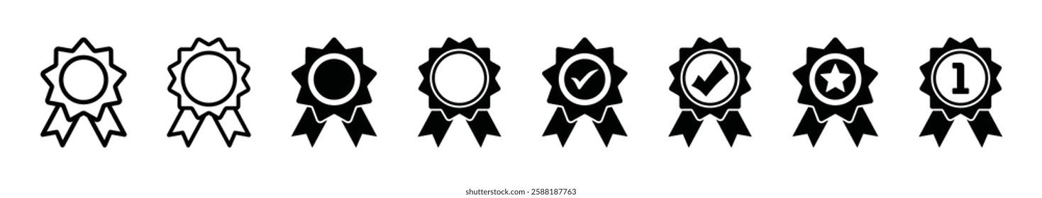 Set of award icon vector on white background. Badge symbol.