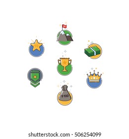 Set of award icons with flat design.