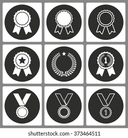 Set of award icons for graphic design and Internet sites. Vector illustration.
