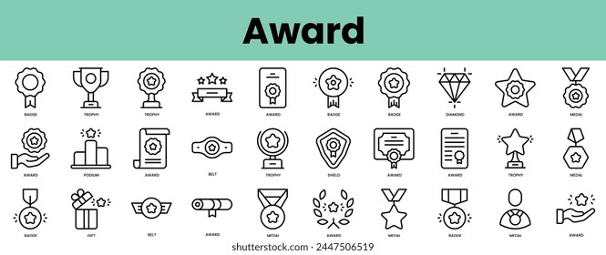 Set of award icons. Linear style icon bundle. Vector Illustration