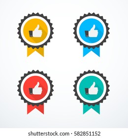 Set of award icons. Thumb up icons