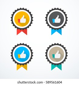 Set of award icons. Thumb up icons