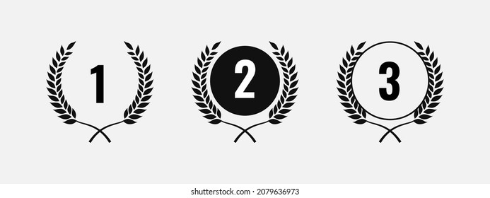 set award label of first, second, third winner logo badge design vector illustration.