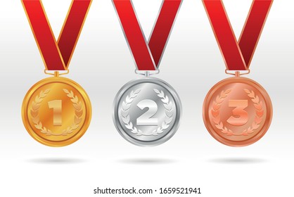 Set Award Medals Gold Silver Bronze Stock Vector (Royalty Free ...