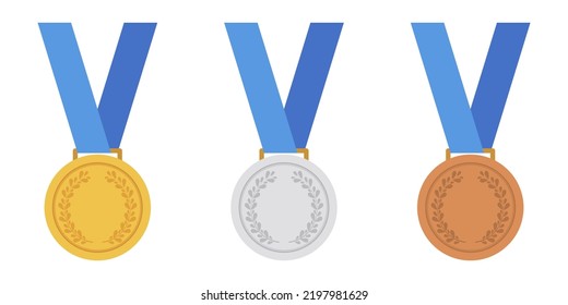 Set of award medals. Gold, silver, bronze medal. Vector elements