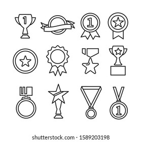 Set of award and prize line icons. Vector.