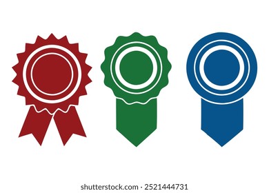 Set of Award Ribbon Icons flat color vector illustration.