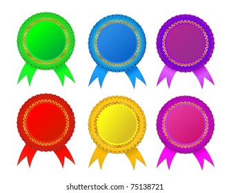 Set of  award  rosette, editable vector illustration