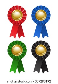 Set of award rosette isolated on a white background. Labels. Awards ribbons collection. Vector design element. EPS 10