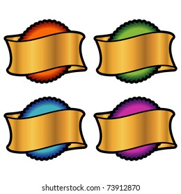 set of award rosettes in different colors