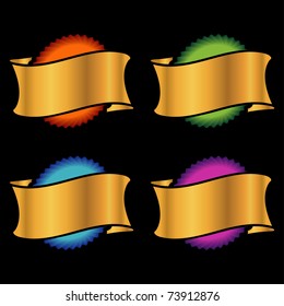 set of award rosettes in different colors