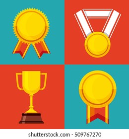 set awards championship icons vector illustration design