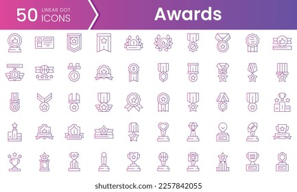 Juego de íconos de premios. Conjunto de iconos de estilo de degradado. Ilustración vectorial