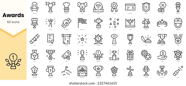 Set of awards Icons. Simple line art style icons pack. Vector illustration