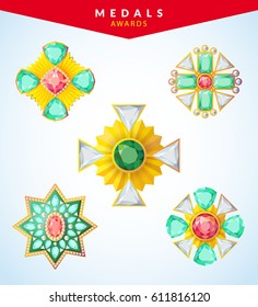 Set of awards and medals. Vector illustration.