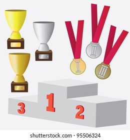Set of awards and prizes for sport competitions.