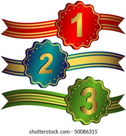 Set awards with ribbons and stars (vector)