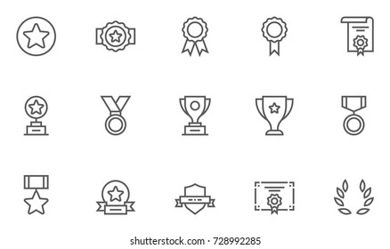 Set of Awards Vector Flat Line Icons.