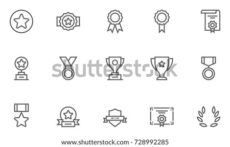 Set of Awards Vector Flat Line Icons.