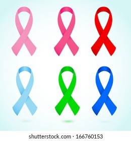 Set of awareness ribbons.