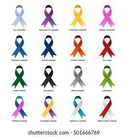 Set Awareness Ribbons Isolated On White Stock Vector (Royalty Free ...